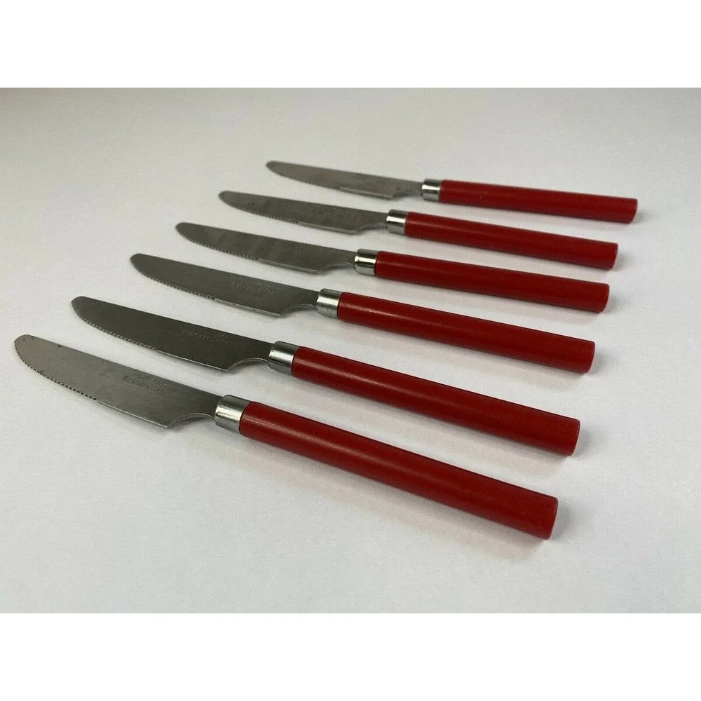 Totally Today RED Plastic Handle Stainless Flatware - Six pieces Butter Knifers
